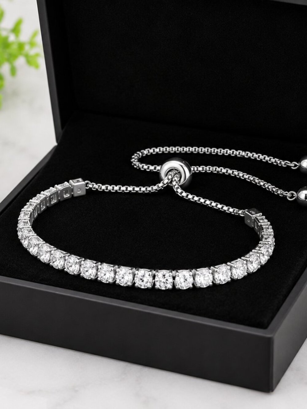🤍 18K White Gold Plated CZ Tennis Bracelet ✨